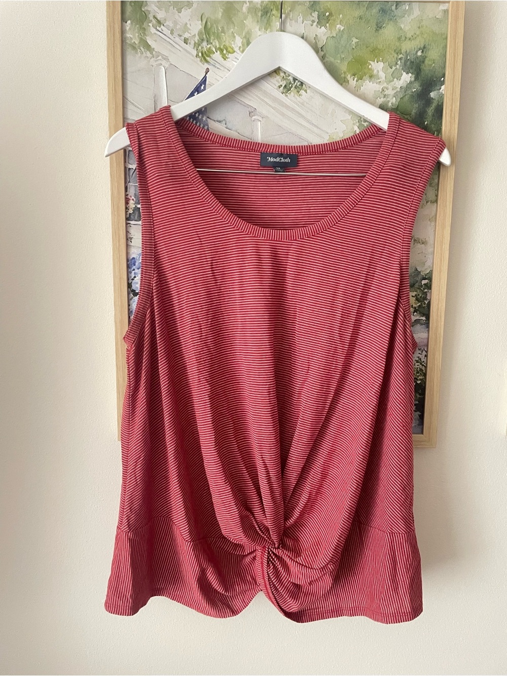 ModCloth Striped Twist Red White Tank Top Size 1X